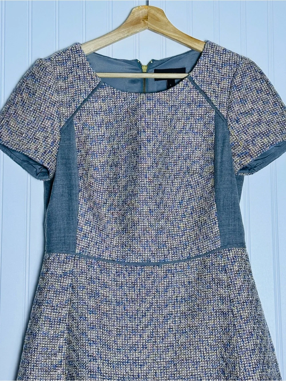 J.Crew Metallic Mixed Tweed Fit & Flare Dress Sz 6 A-line, fit-and-flare Office - Picture 6 of 13